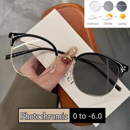 Sunglasses Smart Outdoor Changing Colour Minus Diopter Eyeglasses Trendy Pochromic Myopia Glasses Near Sight Optical Eyewear