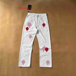 chromes pants jeans Men's Jeans 2023 Mens Designer Make Old Washed Chrome Straight Trousers Heart Letter Prints for Women Men 12 XPDF