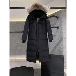 Canadian Gooses Down Jacket Womens Parkers Canda Gosse Winter Long Below the Knee Hooded Wolf Fur Collar Canada Jacket Thick Warm 719