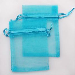 100 PCS lot TURQUOISE BLUE Organza Favor Bags Wedding Jewelry Packaging Pouches Nice Gift Bags DIY making FACTORY239t