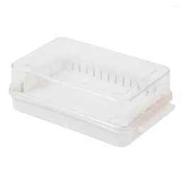 Dinnerware Sets Ceramic Dishes Butter Cutting Box Plastic Cheese Slice Cases Boxes Household Storage Tableware Holders White