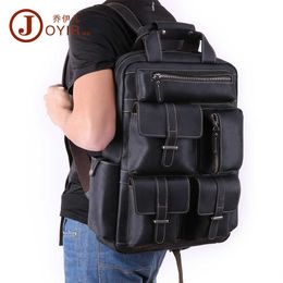 Backpack Crazy Horse Leather Men's Bag Fashion Multi Pocket Outdoor Travel 17 Inch Computer Outdoor Bag Boy Girl Gifts