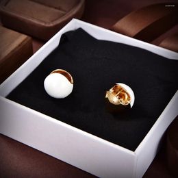 Stud Earrings 2023 Trend Openable Sphere Double-Sided Color Contrast Design Simple Fashion Personalized Jewelry For Women Party.