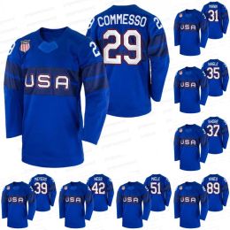 USA 2023 Winter Hockey Jersey Matthew Knies Andy Miele Aaron Ness Ben Meyers Nick Shore Pat Nagle Strauss Mann Drew Commesso Noah Cates Sean