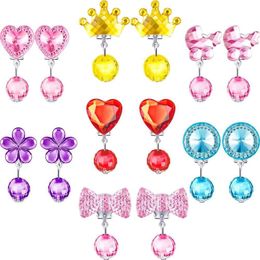 Stud 7 Pairs Girls Clip On Earrings Pretend Princess Jewellery Earring Play And Pads In Pink Box Drop Delivery Dhtlr