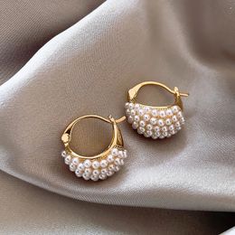 Stud 2023 Arrival Light Luxury Elegant French Retro Simulated pearl Earrings For Women Fashion Geometric Jewelry Gifts 231219