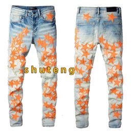 Designer Jeans Mens Denim Embroidery Pants Fashion Holes Trouser US Size 28-40 Hip Hop Distressed Zipper Trousers for Male 2022 Top Sell 444