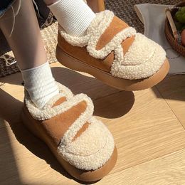 Slippers Winter Women's Are Non Slip Comfortable Keep Warm At Home Plush Shoes 2024 Indoor Leisure Lamb Velvet Bread