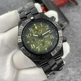 Stainless PVD 316L Case Watches Men Avenger Quartz Chronograph 45 Night Mission Watch Steel Clasp Mens Chronomat Airborne Track Wr1833