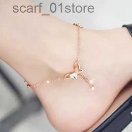 Anklets New Product Launch 2020 Fashion New Anklet Simple Wild Simple Adjustable Length Butterfly Crystal Ladies Anklet Gift WholesaleL231219