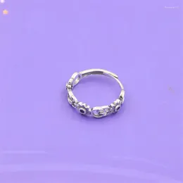 Cluster Rings Lefei Jewellery Fashion Trendy Fresh Adjustable Retro Letter Dasiy Star Ring For Women Real 925 Sterling Silver Party Wedding