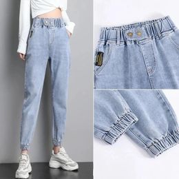 Jeans Spring Autumn Stretch Straight Jeans Slim Women New High Waist Harem Denim Pants New Elastic Boyfriend Pants Korean Jogger Pants