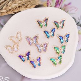 New Arrival Gold Plated Coloured Crystal Earring Studs Butterfly Earrings for Women