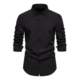 Men's Casual Shirts Long Sleeve Loose Fit Shirt Men With Lapels Formal Business Style Slim For Professional