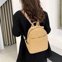 School Bags Designer Backpacks Women Leather Female Bag For Teenager Girls Travel Back Retro Rivet Multi Pocket