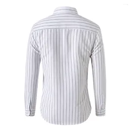 Men's Dress Shirts Casual Lapel Shirt For Men Striped Blouse With Long Sleeves Button Up Top Perfect Spring And Autumn M 3XL Sizes