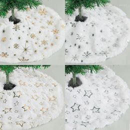 Christmas Decorations 36cm Plush Tree Skirt Sequin Snowflakes Xmas Skirts Base Cover Carpet Mat 2024 Year Navidad Party
