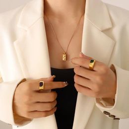 Pendant Necklaces Fashion Minimalist Geometric Square Stainless Steel Necklace Titanium Gold Colour Cube Waterproof Jewellery Gifts