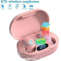 Cell Phone Earphones E7S TWS Wireless Headphones 5.0 Bluetooth Earphones HIFI Lossless Sound Headsets Sport waterproof Earbuds For all Smartphones 231218