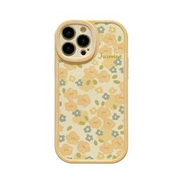 Yellow Floral Matte Cases For iPhone 15 14 11 13 12 11 Pro Max Back Cover 15promax 14pro Soft Cellphone Case Bumper 100pcs