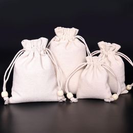 50pcs 7 9cm 9 13cm 11 14cm 13 17cm Linen Bag Sack Jewelry Bags Wedding Party Candy Beads Packing Christmas Gift Bag181Y