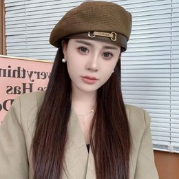 Berets Korean Version Of The All-match Beret Child Female British Ethos Show Face Small Bud Hat Net Red Painter