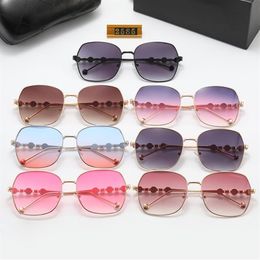 whole women sunglasses latest simple metal big frame exquisite pearl modified temples fashion accessories black pink Ocean col286g