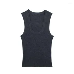 Women's Vests ZADATA 2023 Solid Colour Elegant Spring Fashion Retro O-neck Casual Single-breasted Long-sleeved Commuter Vest