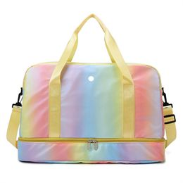 Bolsa de Duffel Lu Bolsas de viagem multifuncionais da academia ao ar livre seca e úmida treinamento Fiess Training de grande capacidade deslumbrante colorido colorido