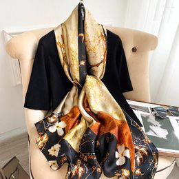 Scarves Silk Scarf Women Oil Painting Style Silks Big Brand Long Spring And Autumn Wraps Fashion Shawl Female Sun Protection