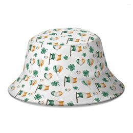 Berets Happy Ireland St. Patrick's Day Bucket Hat For Women Men Students Foldable Bob Fisherman Hats Panama Cap Streetwear