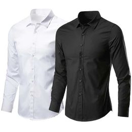 Men's Casual Shirts Men's White Shirt Long-sleeved Non-iron Business Professional Work Collared Clothing Casual Suit Button Tops Plus Size S-5XLL231218