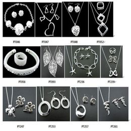 with tracking number New Fashion women's charming Jewellery 925 silver 12 mix Bracelet Earrings & Necklace jewel247H