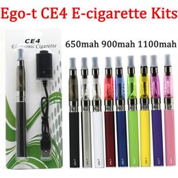 Ego-T Battery CE4 E Cigarette Starter Kits For 650mAh 900mAh 1100mAh Capacity 10 Colours Atomizer Blister Package Vaporizer Kit With Ego USB Charger Vape Pen