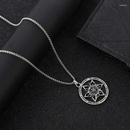 Pendant Necklaces European And American Creative Fashionable Personalised Hip Hop Necklace Men's Retro Round Label Hexagram Wholesale