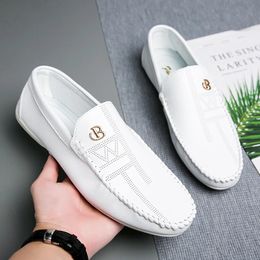 Dress Shoes Penny Loafers For Men Male Boat 2023 Leather Flat Man Moccasins Mens Driving Casual Shoe Slip On Flats White 231218