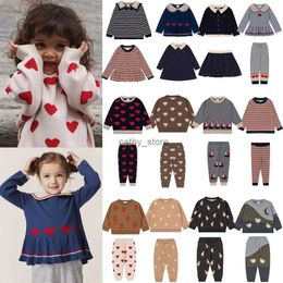 Pullover Winter Konges Slojd Children Clothes Set Boy Girl Knitted Sweater Baby Clothes Kid Cotton Sweatshirt Pants Suit Newborn knitwearL231215