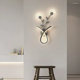 Wall Lamp AiPaiTe Modern Acrylic LED For Living Room Dining Bedroom Black/White/Gold Flower