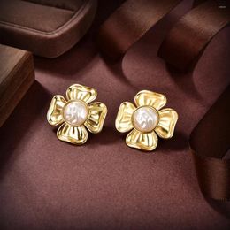 Stud Earrings Selling Golden Flowers Simple And Elegant For Women Anniversary Birthday Gift 2023 Famous Jewelry.