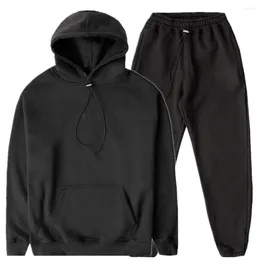 Men's Tracksuits Mens Cotton Training Suits Black Gym Fitness Kits Sportswear Hoodie Sports Pullover Hooded Jogging Sets Male Running