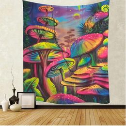 Tapestries Trippy Mushroom Tapestry Hippie Colorful Plant Art Wall Witchcraft Hanging Curtain For Bedroom Living Room Decorations