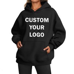 Women s Jackets Custom Your Hoodie DIY Design Style Printed Sweatshirt Hooded Winter Thickened Fleece Streetwear Y2k Couple Pullover 231219