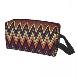 Cosmetic Bags Home Zigzag Multicolor Makeup Bag For Women Travel Organiser Cute Boho Camouflage Storage Toiletry