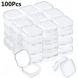 Jewellery Boxes 100Pcs Small Boxes Square Transparent Plastic Box Jewellery Storage Case Finishing Container Packaging Storage Box for Earrings 231218