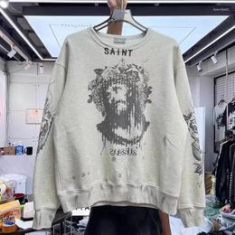 Men's Hoodies Jesus Retro Graffiti Vandalism Casual Turtleneck Looser