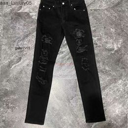 Diond Jeans amari Fashion amirl Pants amirlies Jeans am es amis Denim imiri es Black amiiri Pierced AM Mens Designer Korean Clothing Version High Street Fashion 8D9K