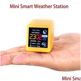Desk Table Clocks Mini Size Smart Wifi Weather Forecast Station Clock For Gaming Desktop Decoration. Diy Cute Gif Animations And E Dhctb