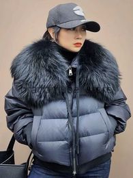 Women's Down Parkas 2023 Winter Puffer Jacket Women Large Real Raccoon Fur Collar Short Female Parkas Thick Warm 90% Goose Down Coat Loose J231219