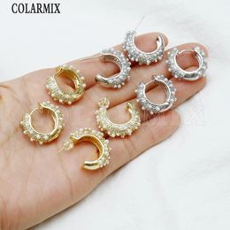 Stud 5 Pairs 18k gold plated Metallic Earrings Tiny pearls Women earrings Classic Fashion jewelry 30599 231218