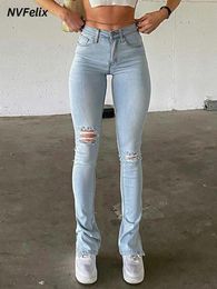 Jeans Jeggings For Women High Waist Blue Skinny Jeans Women Slim Stretchy Comfort Denim Trousers 2022 Fashion Summer Split Pants New